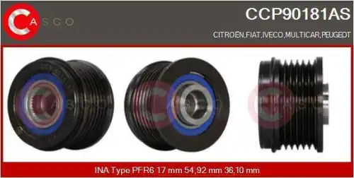 шкив генератора \FIAT, PSA CCP90181AS CASCO