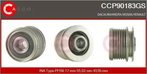 шкив генератора \RENAULT CCP90183GS CASCO