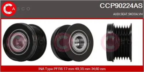 шкив генератора \VAG CCP90224AS CASCO