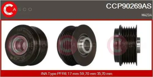 шкив генератора \MAZDA CCP90269AS CASCO