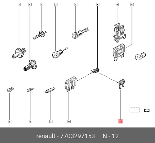 предохранитель (7,5A) mini 7703297153 RENAULT