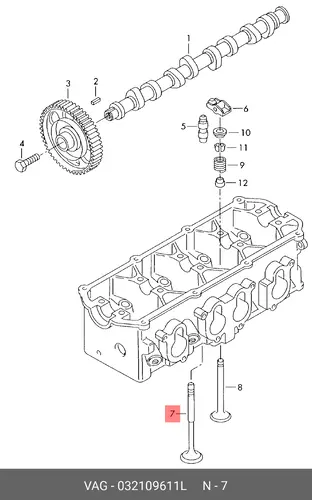 клапан выпускной VW 032109611L VAG