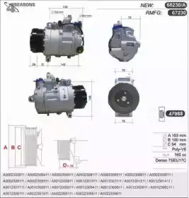 компрессор кондиционера \MB E-CLASS E 200 CDI 211.004 02>08, E-CLASS E 200 CDI 211.007 06>08, E-CLAS 68230A AHE