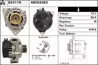 генератор \MB E-CLASS E 200 Kompressor 210.045 97>02, E-CLASS E 200 T Kompressor 210.245 97>03, SLK 934119 EDR
