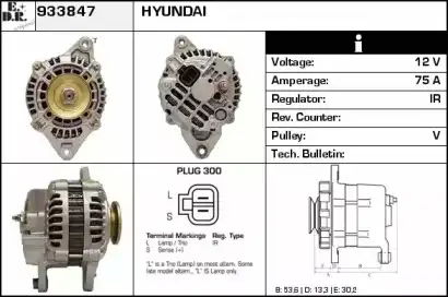 генератор \HYUNDAI H100 2.4 93>00 933847 EDR