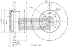 Тормозной диск MAXGEAR 19-0818 вентилируемый , передняя ось
