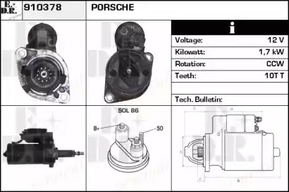 стартер \PORSCHE 968 3.0 91>95 910378 EDR