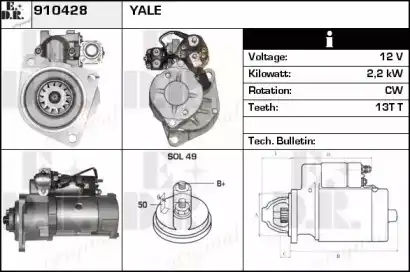 стартер \MAZDA, MITSUBISHI, YALE 910428 EDR