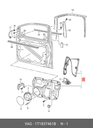 Стеклоподъемник  VAG 1T1837461B