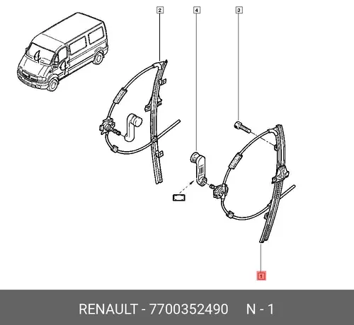 Стеклоподъемник  RENAULT 7700352490