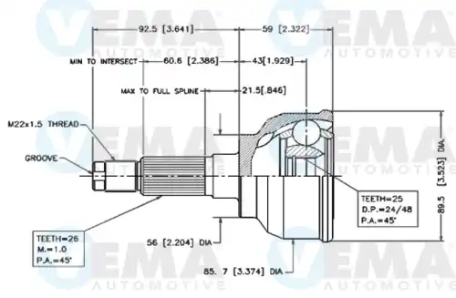 ШРУС приводного вала \MAZDA 18446 VEMA