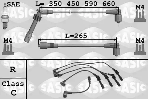 компл. высоковольт. проводов Opel 9286004 SASIC