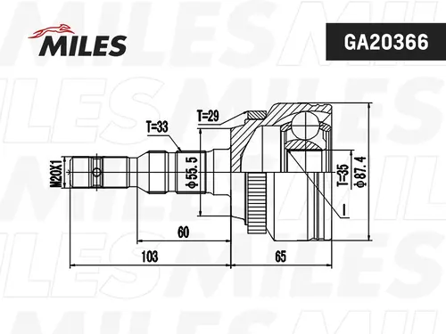 ШРУС наружный MILES GA20366