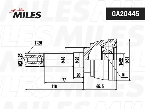 ШРУС наружный MILES GA20445