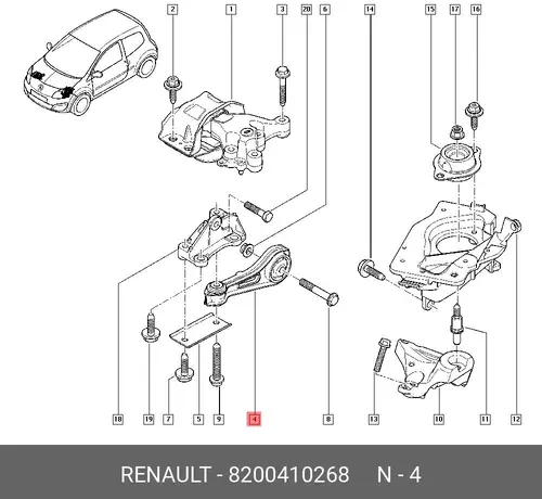 Кронштейн, подвеска двигателя 8200410268 RENAULT