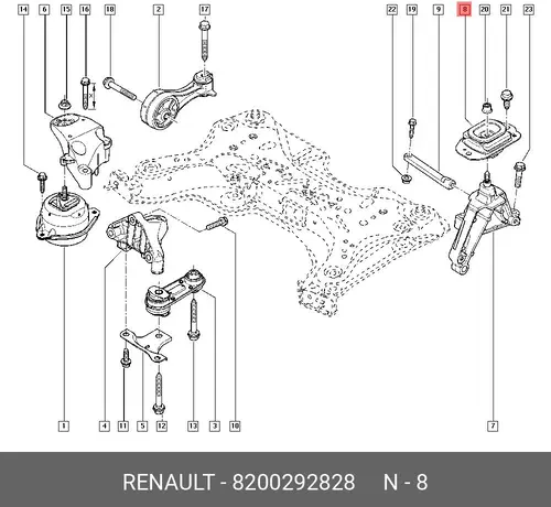 Кронштейн, подвеска двигателя 8200292828 RENAULT