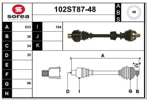 Приводной вал 102ST87-48 STARTCAR