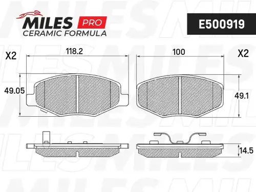 Тормозные колодки дисковые MILES E500919