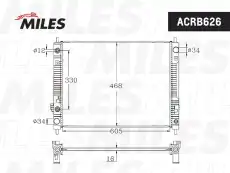Радиатор системы охлаждения двигателя MILES ACRB626