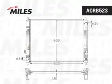 Радиатор системы охлаждения двигателя MILES ACRB523