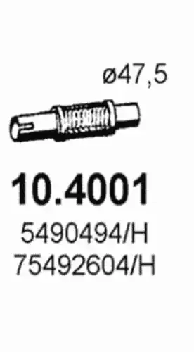 Гофра глушителя ASSO 10.4001 L= d=