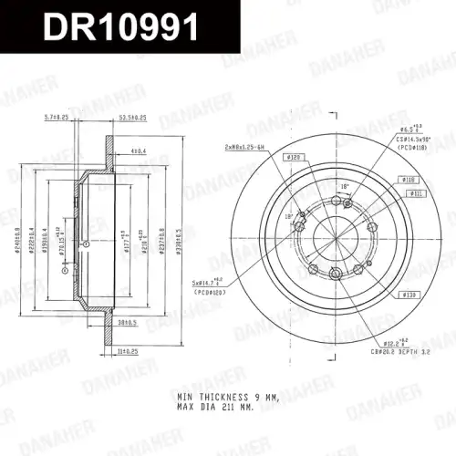 Тормозной диск DR10991 DANAHER