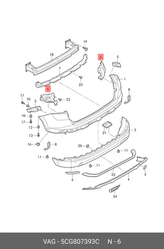 КРОНШТЕЙН ЗАДНЕГО БАМПЕРА ЛЕВЫЙ VS7 L5CG807393C VAG