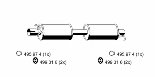 глушитель средняя часть Ford 330237 ERNST