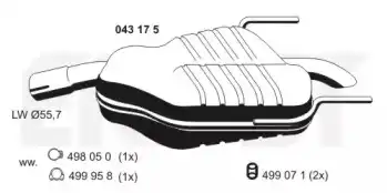глушитель задняя часть Opel 43175 ERNST