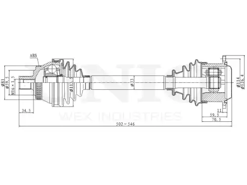 Вал приводной в сборе UNIO CVJ-10103