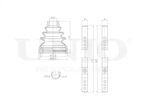 Пыльник ШРУС, комплект DUC-30092K UNIO