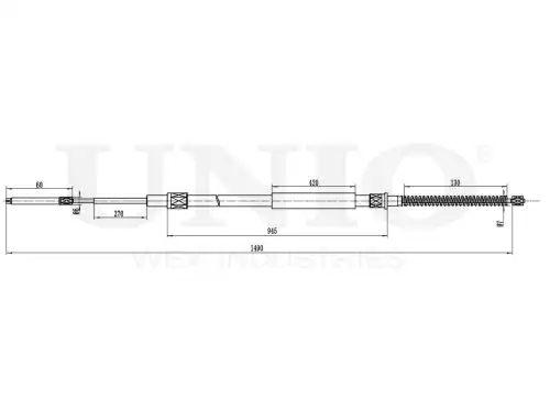 Трос ручного тормоза UNIO CAB-60063