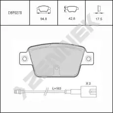 Тормозные колодки дисковые ZENNEK DBP0278