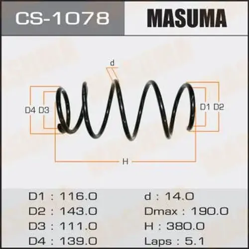 Пружина подвески CS-1078 MASUMA