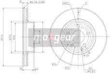 Тормозной диск MAXGEAR 19-1261 вентилируемый , передняя ось