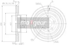 Тормозной диск MAXGEAR 19-1026 вентилируемый , передняя ось