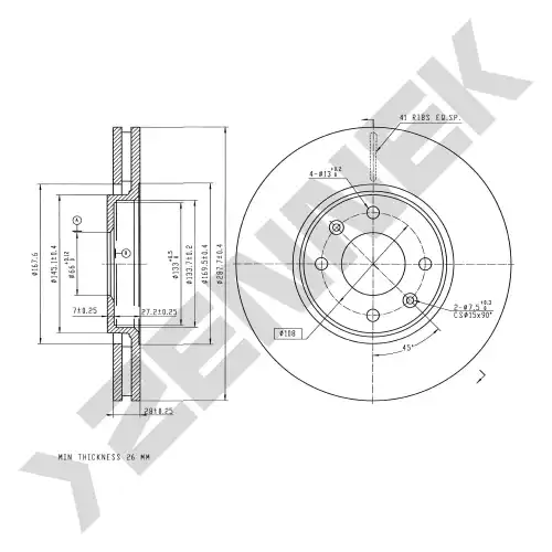 Тормозной диск ZENNEK DBD0219