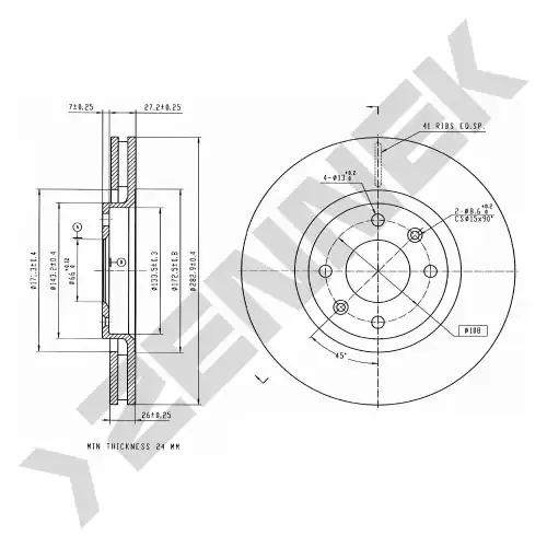 Тормозной диск ZENNEK DBD0006