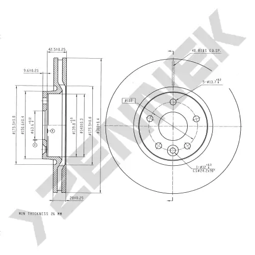 Тормозной диск ZENNEK DBD0155