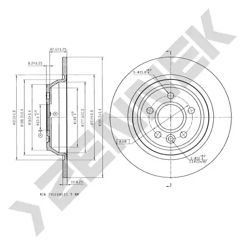 Тормозной диск ZENNEK DBD0105