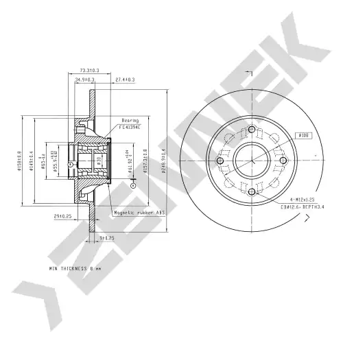 Тормозной диск ZENNEK DBD0253