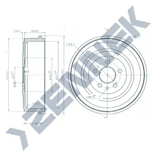 Тормозной барабан ZENNEK DDR0012