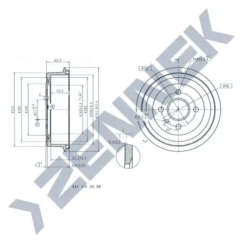 Тормозной барабан ZENNEK DDR0004