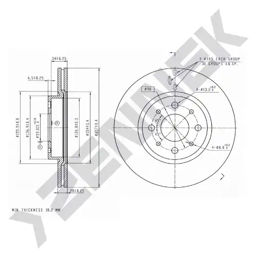 Тормозной диск ZENNEK DBD0094