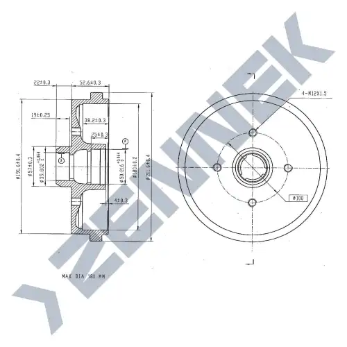 Тормозной барабан ZENNEK DDR0005