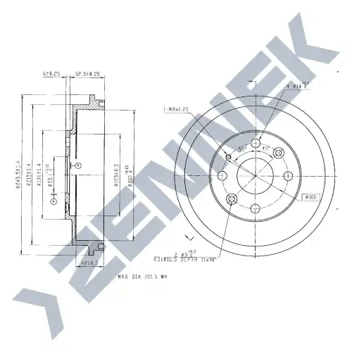 Тормозной барабан ZENNEK DDR0016