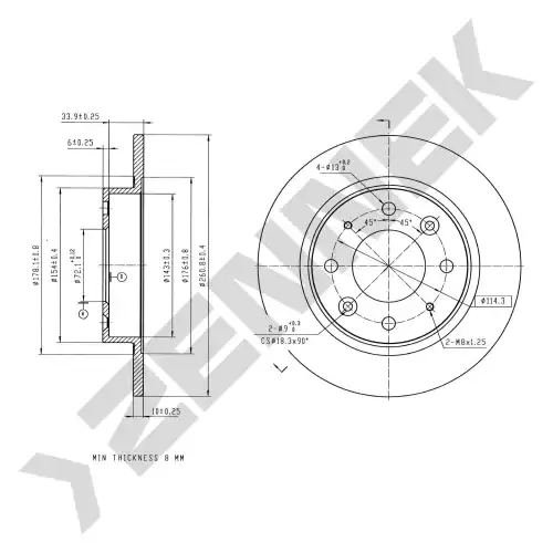 Тормозной диск ZENNEK DBD0121