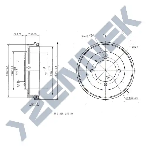Тормозной барабан ZENNEK DDR0019