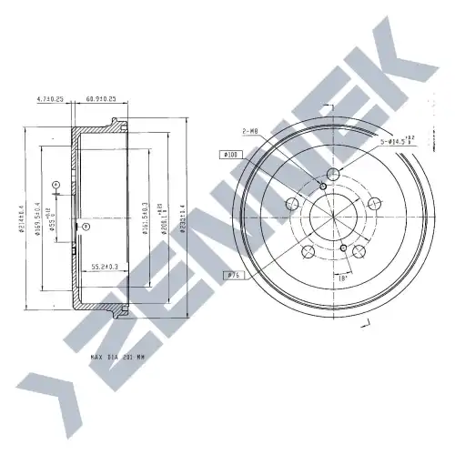 Тормозной барабан ZENNEK DDR0029