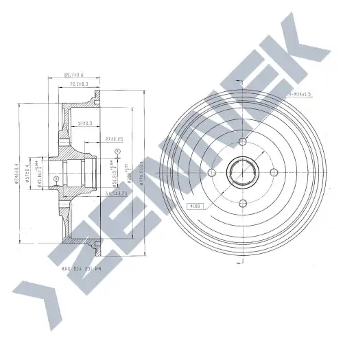 Тормозной барабан ZENNEK DDR0014
